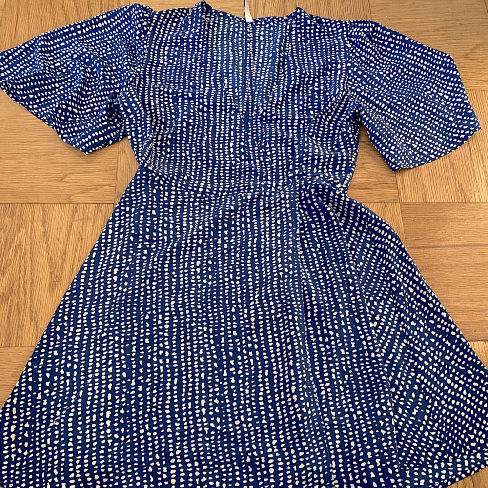 Royal blue white polka dot dress